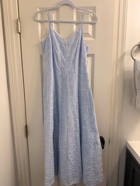 GAP V-Neck Light Blue Eyelet Midi Dress Size Small